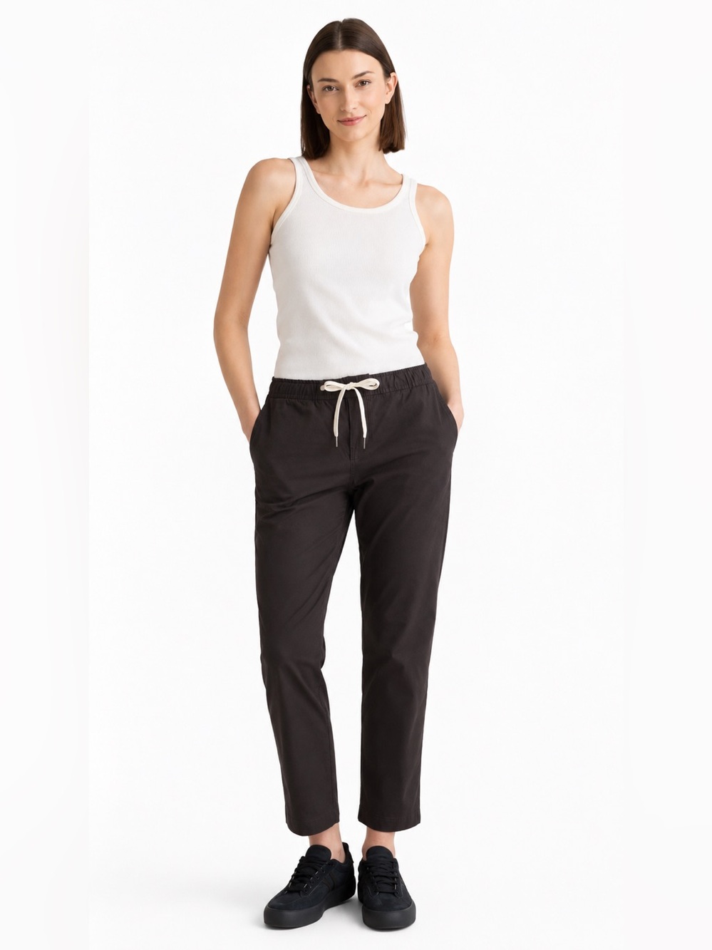 Quince Black Organic Cotton Drawstring Pants Size XS